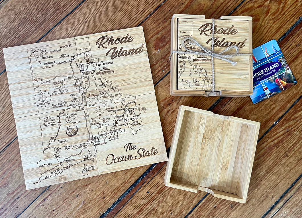 RI Bamboo Coaster Set