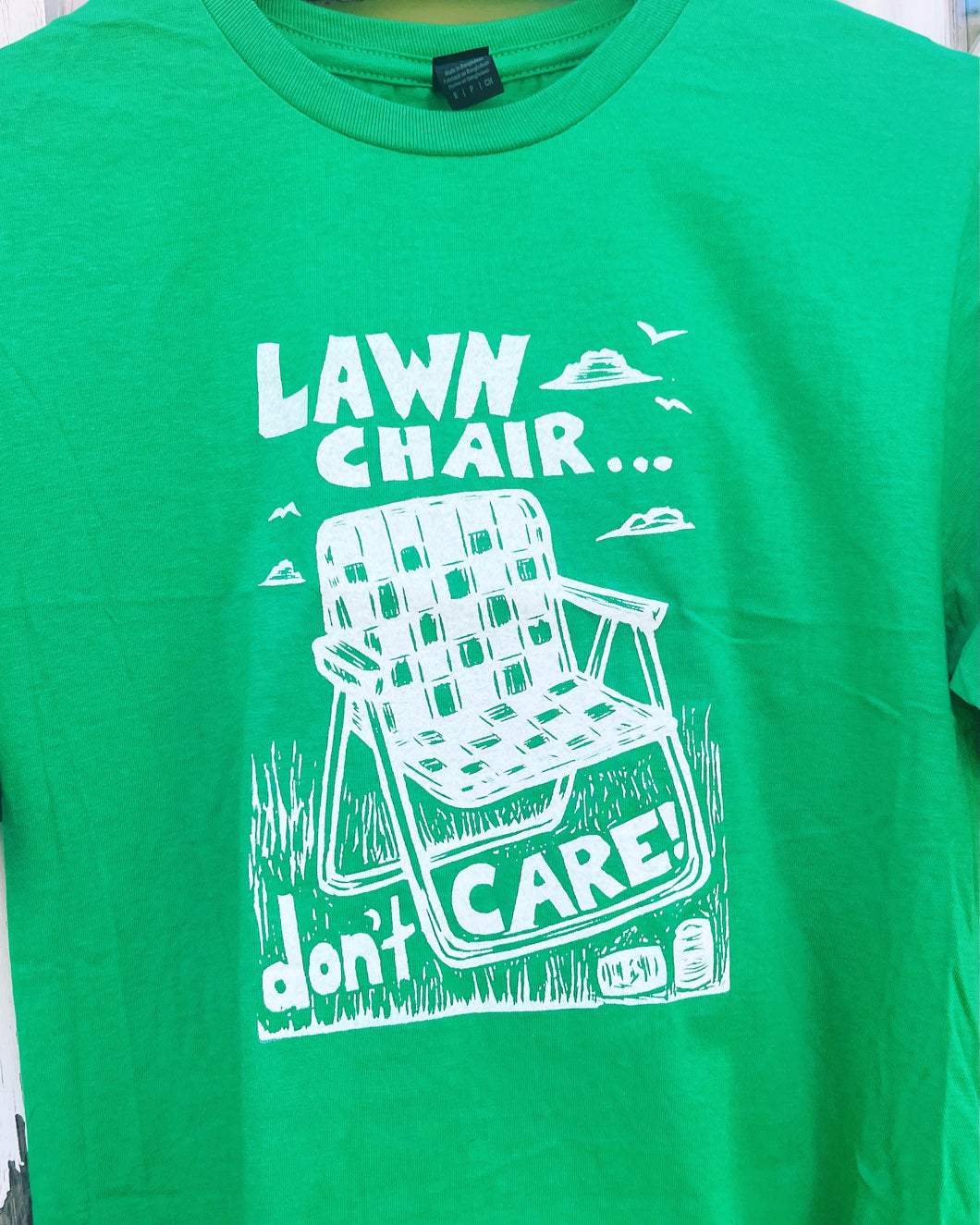 Lawn Chair Don’t Care Tshirt, by Pixel Palmer