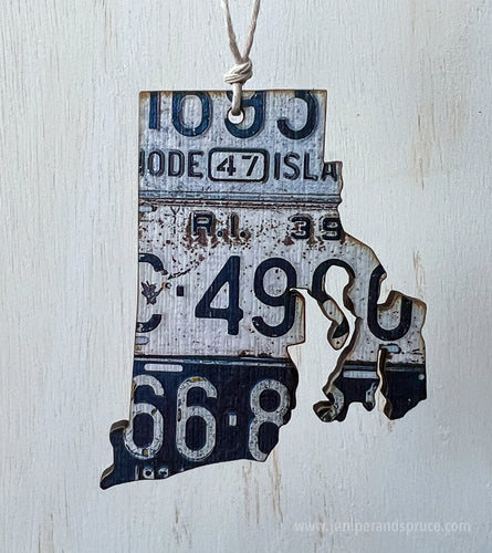 RI Vintage License Plate Ornament