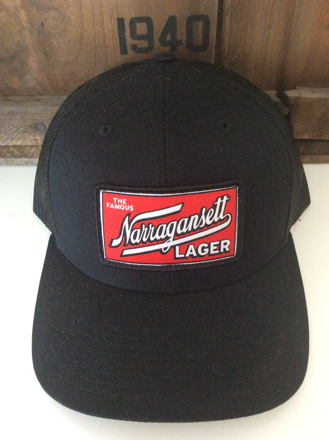 Narragansett Trucker Hat Black With Black Mesh