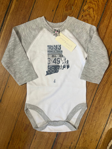 RI Vintage License Plate Onesie